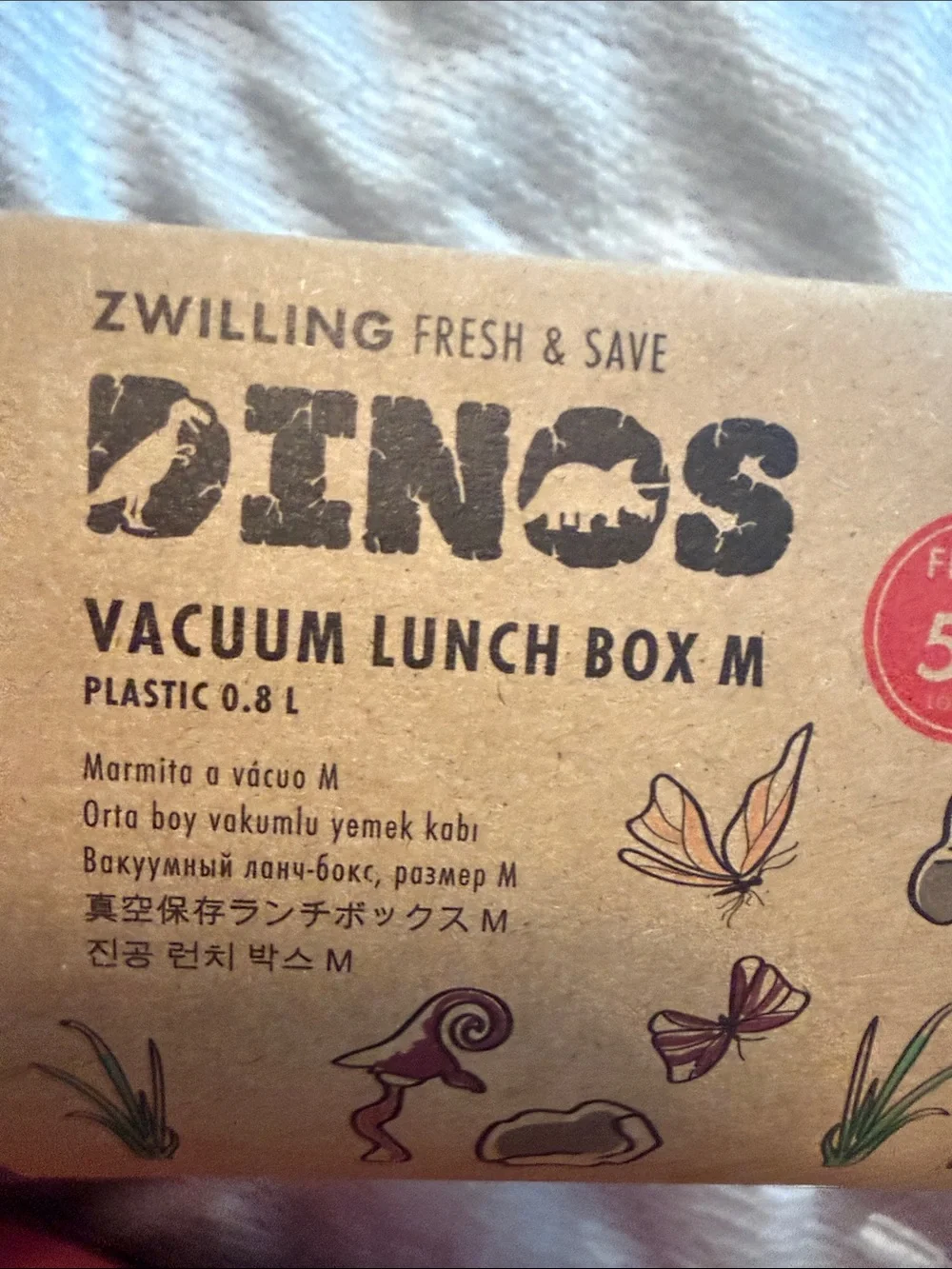 ZWILLING J.A. Henckels White Dino Kids Vacuum Lunch Box with Kraft Sleeve